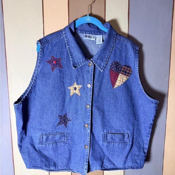 Vintage 90’s Patchwork Denim Vest- Size:3XL - Picture 3 of 6